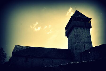Courtyard of the medieval fortified saxon church in Calnic, Transylvania CÃ¢lnic village is known for its castle, which is on UNESCO's list of World Heritage Sites. CÃ¢lnic Citadel, first mentioned in 1269, is very well preserved. Built as a noble's residの写真素材