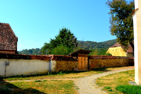 Typical landscape in the village Saschiz, Transylvania.の写真素材