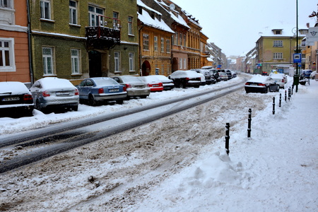 Typical urban landscape of the city Brasov, Transylvania Brasov is a town situated in Transylvania, Romania, in the center of the country. 300.000 inhabitants.のeditorial素材