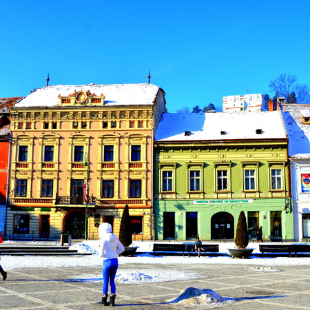 Typical urban landscape of the city Brasov, Transylvania Brasov is a town situated in Transylvania, Romania, in the center of the country. 300.000 inhabitants.のeditorial素材