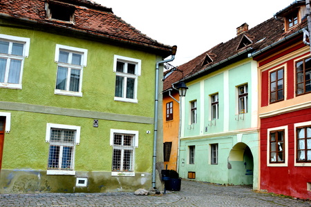 Medieval city Sighisoara. Urban landscape in the downtown of the medieval city Sighisoara, Transylvania.のeditorial素材
