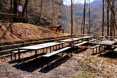 Landscape in Poiana Brasov Road to the winter and touristic station Poiana Brasov, 12 km from Brasov, a town situated in Transylvania, Romania, in the center of the country. 300.000 inhabitants.の写真素材