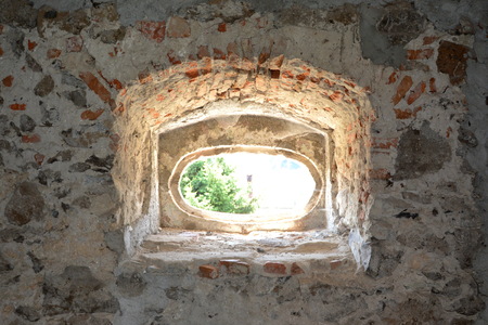 Fantasy reconstruction of a medieval palace in the village Racos, Transylvania. Racos is a village in Brasov county, Transylvania, Romania near one active and three abandoned stone career. It is a national protected areaのeditorial素材