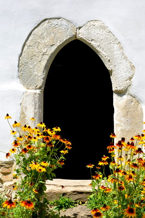Fortified medieval saxon church in Cincsor-Kleinschenk, Sibiu county.  The church with a tower on the west is built in 1427. In the middle of the 15th century the first enclosure was erectedの写真素材