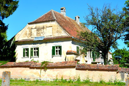 Typical rural landscape in the village Soars, Transylvania, Romania. Peasant house.の写真素材