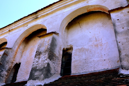 Fortified medieval saxon church in the village Rothbav-Rohrbach, Transylvania,Romania The settlement was founded by the Saxon colonists in the middle of the 12th century.の写真素材