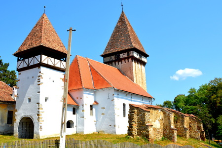 Fortified medieval saxon evanghelical church in the village Veseud, Zied is a village in the commune ChirpÄr from Sibiu County, Transylvania, Romania, first attested in 1379のeditorial素材