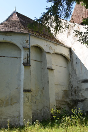 Fortified medieval saxon evangelic church in the village Somartin, Martinsberg, MÃ¤rtelsberg, Transylvania, Romania. The settlement was founded by the Saxon colonists in the middle of the 12th centuryのeditorial素材