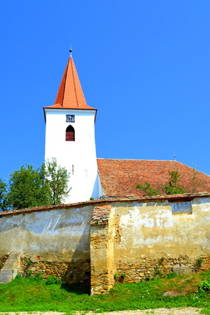 Fortified medieval saxon church in Bruiu - Braller, a commune in Sibiu County, Transylvania, Romania. The settlement was founded by the Saxon colonists in the middle of the 12th centuryのeditorial素材