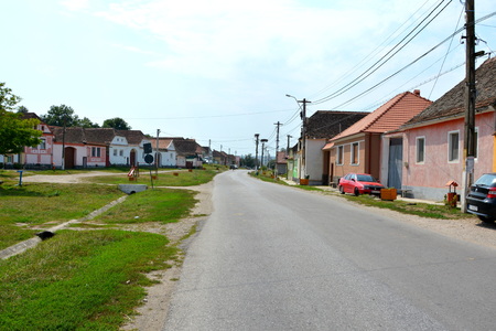 Typical rural landscape and peasant houses in  the village Cata, Transylvania, Romania. The settlement was founded by the Saxon colonists in the middle of the 12th centuryのeditorial素材