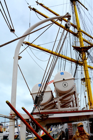 Constanta harbor at Black Sea. Mast. Marine Ship-School "Mircea" Constan?a historically known as Tomis, is the oldest continuously inhabited city in Romania. It was founded around 600 BC. The city is located in the Dobruja region of Romania, on the Black のeditorial素材