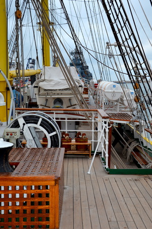 Constanta harbor at Black Sea. Mast. Marine Ship-School Mircea Constan?a historically known as...