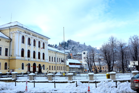 High School Andrei Saguna. Typical urban landscape of the city Brasov, a town situated in...