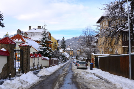 Typical urban landscape of the city Brasov, a town situated in Transylvania, Romania, in the center of the country. 300.000 inhabitants.のeditorial素材