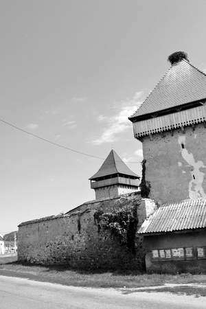 Fortified medieval saxon evangelic church in the village Cata, Transylvania, Romania. The settlement was founded by the Saxon colonists in the middle of the 12th centuryの写真素材