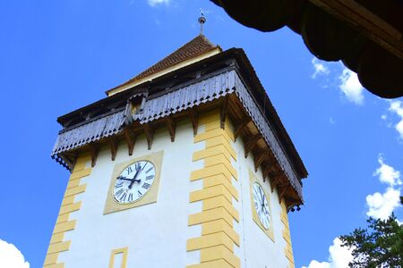 Cemetery. Fortified medieval saxon evangelic church in the village  Saesdの写真素材
