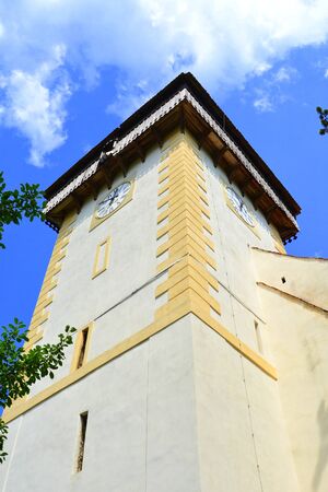 Cemetery. Fortified medieval saxon evangelic church in the village  Apoldの写真素材