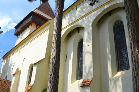 Fortified medieval saxon evangelic church in the village  Apoldの写真素材