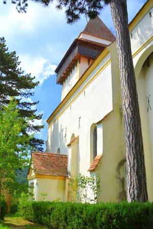 Fortified medieval saxon evangelic church in the village  Apoldの写真素材