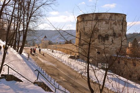 White Tower. Typical urban landscape of the city Brasov, a town situated in Transylvania, Romania, in the center of the country. 300.000 inhabitants.の写真素材