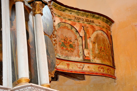 Inside the church of the fortified medieval saxon evangelic church in the village CloaÈterf (Klosderf, Klosdorf, Nickelsdorf), Transylvania, Romania.のeditorial素材