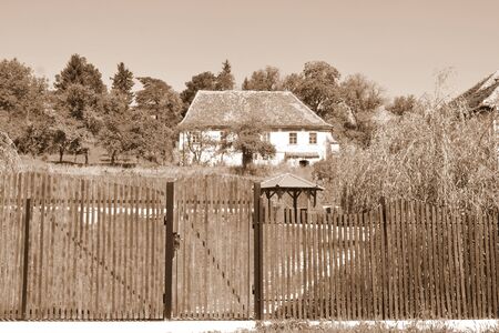 Typical rural landscape and peasant houses in  the village Alma Vii (Almen) Transylvaniaのeditorial素材