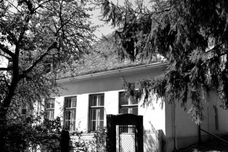 Typical rural landscape and peasant houses in  the village Alma Vii (Almen) Transylvaniaのeditorial素材