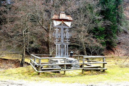 Piatra Craiului in Carpathian Mountains, Transylvania. Typical landscape in the forests of  Romania. Green landscape in spring, in a sunny dayの写真素材