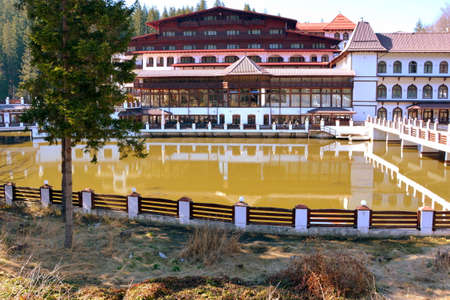 Winter and touristic station Poiana Brasov, 12 km from Brasov, a town situated in Transylvania, Romania, in the center of the countryのeditorial素材