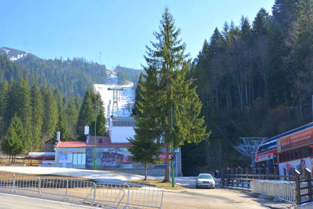 Winter and touristic station Poiana Brasov, 12 km from Brasov, a town situated in Transylvania, Romania, in the center of the countryのeditorial素材