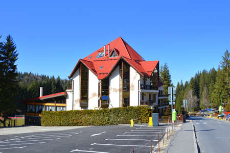 Winter and touristic station Poiana Brasov, 12 km from Brasov, a town situated in Transylvania, Romania, in the center of the countryのeditorial素材