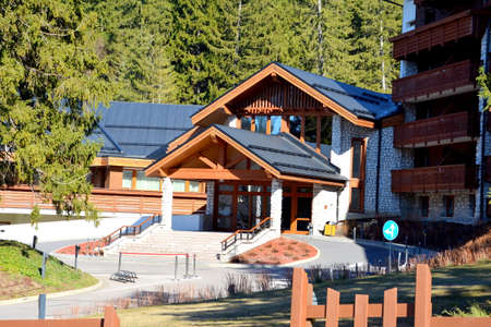 Winter and touristic station Poiana Brasov, 12 km from Brasov, a town situated in Transylvania, Romania, in the center of the countryのeditorial素材