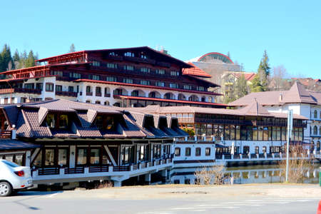 Winter and touristic station Poiana Brasov, 12 km from Brasov, a town situated in Transylvania, Romania, in the center of the countryのeditorial素材