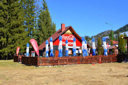 Winter and touristic station Poiana Brasov, 12 km from Brasov, a town situated in Transylvania, Romania, in the center of the countryのeditorial素材