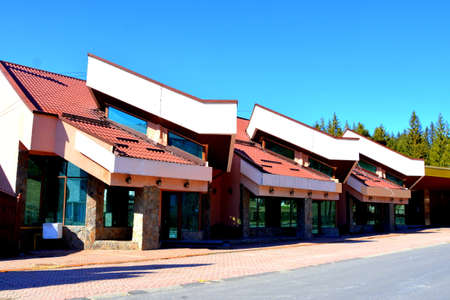 Winter and touristic station Poiana Brasov, 12 km from Brasov, a town situated in Transylvania, Romania, in the center of the countryのeditorial素材
