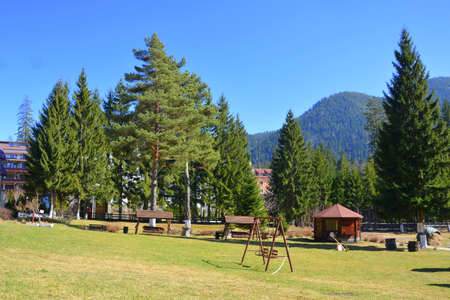 Road to the winter and touristic station Poiana Brasov, 12 km from Brasov, a town situated in Transylvania, Romania, in the center of the countryのeditorial素材
