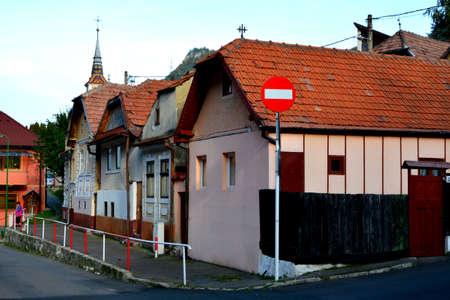 Schei cvartal and old houses. Typical urban landscape of the city Brasov, a town situated in Transylvania, Romania, in the center of the country.の写真素材