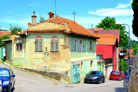 Old house in the old town of Rovinj, Croatiaの写真素材