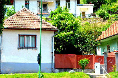 Typical rural landscape and peasant houses in the village Melnik, Blagoevgrad region, Bulgariaの写真素材