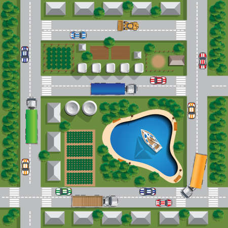 Rural landscape. View from above. Vector illustration.のイラスト素材