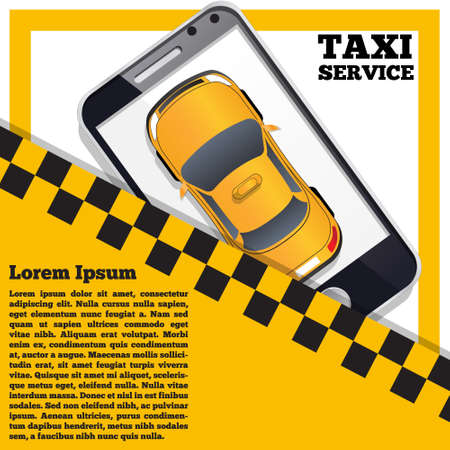 Taxi service in the form of a mobile application. Top view of the car. Vector illustration.のイラスト素材