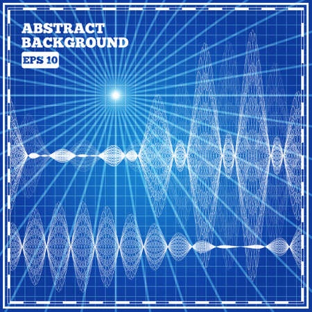 The wave pattern on a blue background. Vector illustration.のイラスト素材