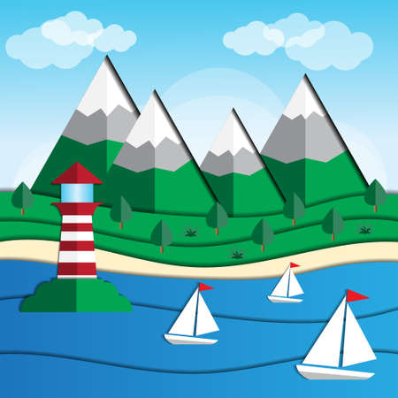 Coast. Landscape. Vector illustration.のイラスト素材