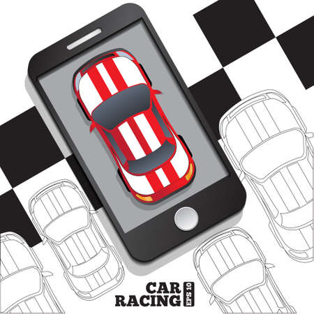 Racing cars in the form of a mobile application illustrationのイラスト素材