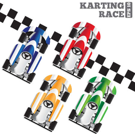 Karting race. View from above. Vector illustration.のイラスト素材