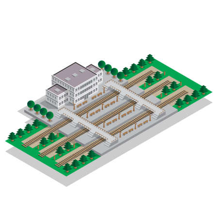 Railway Station. Isometric. Vector illustration.のイラスト素材