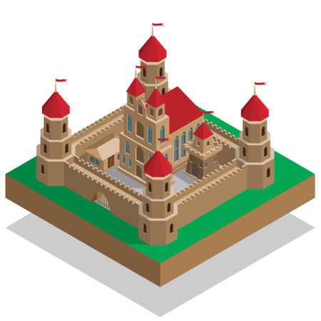 Old castle Isometric Vector illustration.のイラスト素材