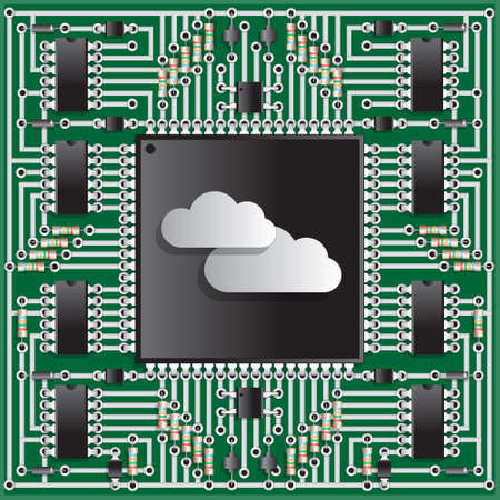 The electronic board in the form of cloud storage. Vector illustration.のイラスト素材
