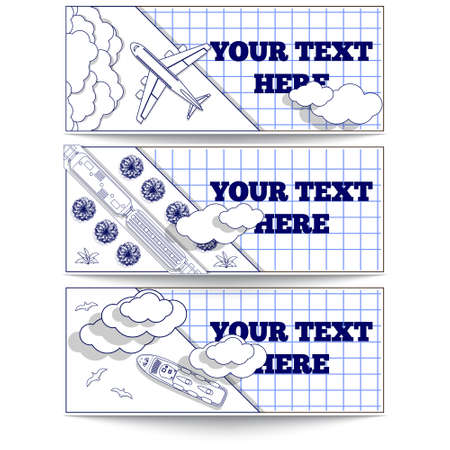 Set of stickers on the theme of transport. View from above. Vector illustration.のイラスト素材