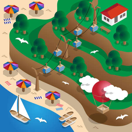 Seacoast. Isometric. Vector illustration.のイラスト素材